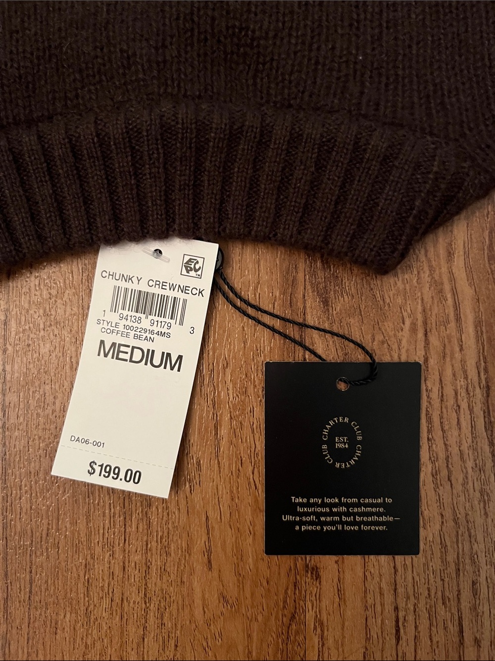 NWT Charter Club 100% Cashmere Relaxed Crewneck Sweater - Picture 7 of 7